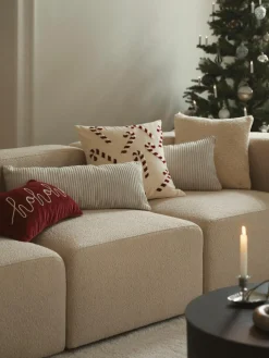 Westwing Collection Samt-Kissenhülle Darva mit getuftetem Zuckerstangen-Muster
