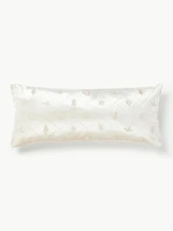 Westwing Collection Samt-Kissenhülle Isadora mit weihnachtlicher Stickerei