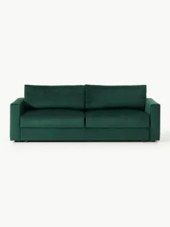 Westwing Collection Samt-Schlafsofa Tasha (3-Sitzer) mit Stauraum