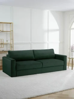 Westwing Collection Samt-Schlafsofa Tasha (3-Sitzer) mit Stauraum