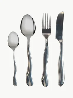 ByOn Satiniertes Besteck-Set Waverly mit gehämmerten Griffen, 4 Personen (16-tlg.)