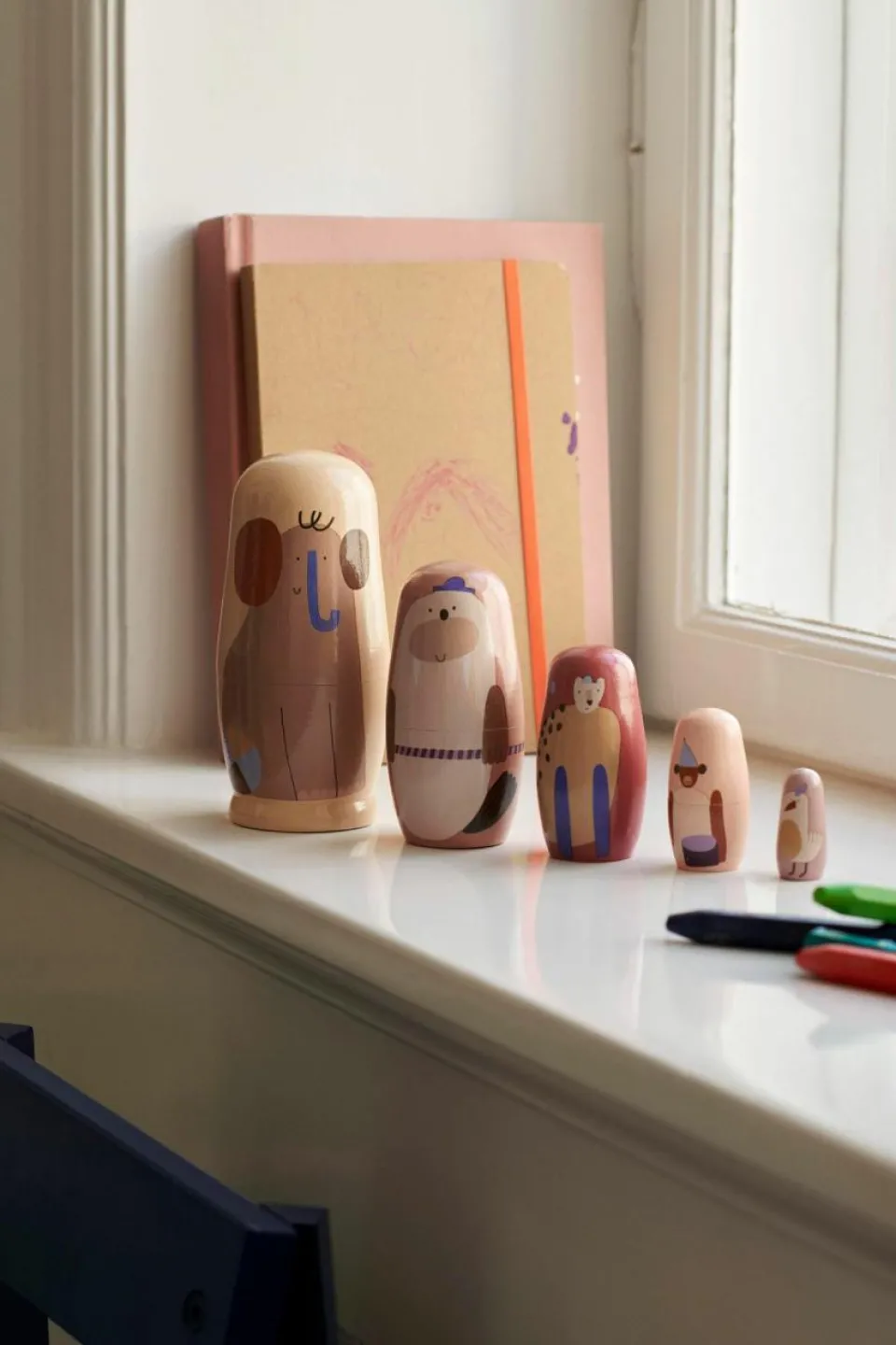 Kinder ferm LIVING Kids Schachtelpuppen Critter aus Schima Superba Holz, 5er-Set