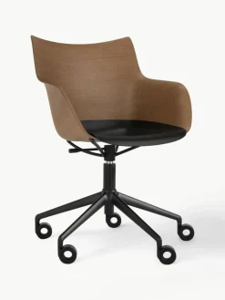 Kartell Schreibtischstuhl Q/Wood mit Armlehne, höhenverstellbar