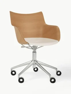 Kartell Schreibtischstuhl Q/Wood mit Armlehne, höhenverstellbar