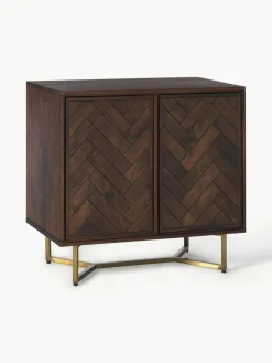 Westwing Collection Sideboard Luca aus Mangoholz mit Fischgrät-Muster