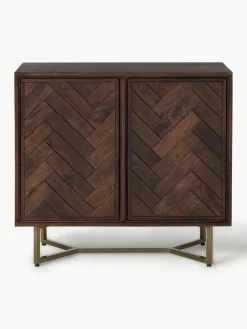 Westwing Collection Sideboard Luca aus Mangoholz mit Fischgrät-Muster