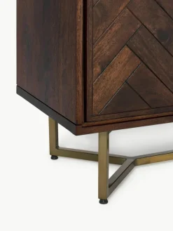 Westwing Collection Sideboard Luca aus Mangoholz mit Fischgrät-Muster
