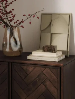 Westwing Collection Sideboard Luca aus Mangoholz mit Fischgrät-Muster