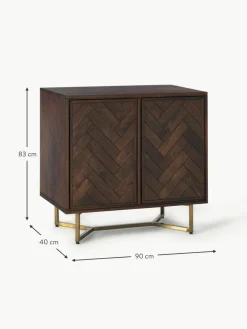 Westwing Collection Sideboard Luca aus Mangoholz mit Fischgrät-Muster