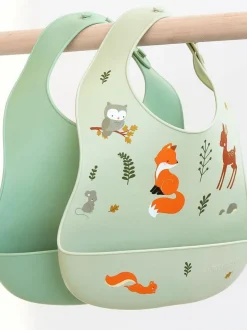 Kinder A Little Lovely Company Silikon-Lätzchen Forest Friends, 2er-Set