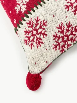 Westwing Collection Strick-Kissenhülle Derby mit weihnachtlichem Motiv