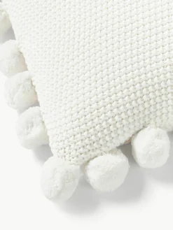 Westwing Collection Strick-Kissenhülle Molly mit Pompoms
