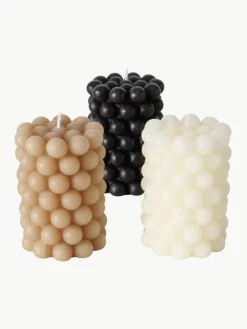 Westwing Stumpenkerzen Pearls, 3er-Set, H 10 cm