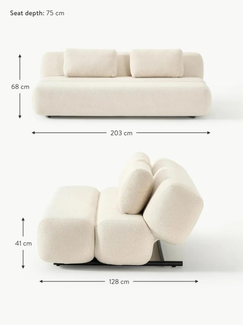 Westwing Collection Teddy-Schlafsofa Caterpillar (3-Sitzer)