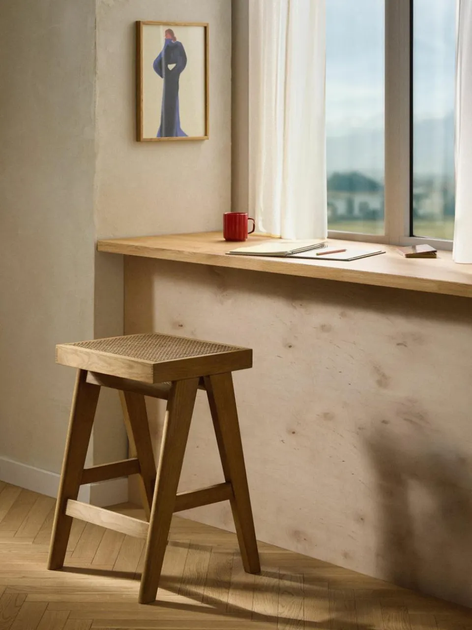 Westwing Collection Thekenhocker Sissi mit Wiener Geflecht