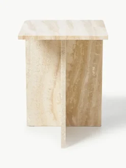 ferm LIVING Travertin-Beistelltisch Distinct mit zwei Tischplatten