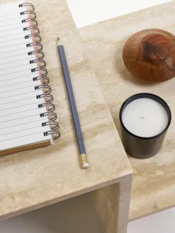 ferm LIVING Travertin-Beistelltisch Distinct mit zwei Tischplatten