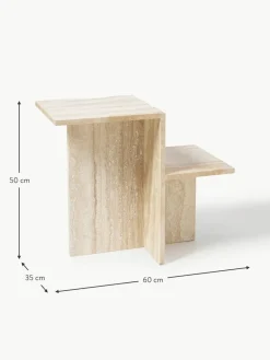 ferm LIVING Travertin-Beistelltisch Distinct mit zwei Tischplatten