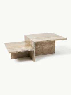 ferm LIVING Travertin-Couchtisch Distinct mit zwei Tischplatten