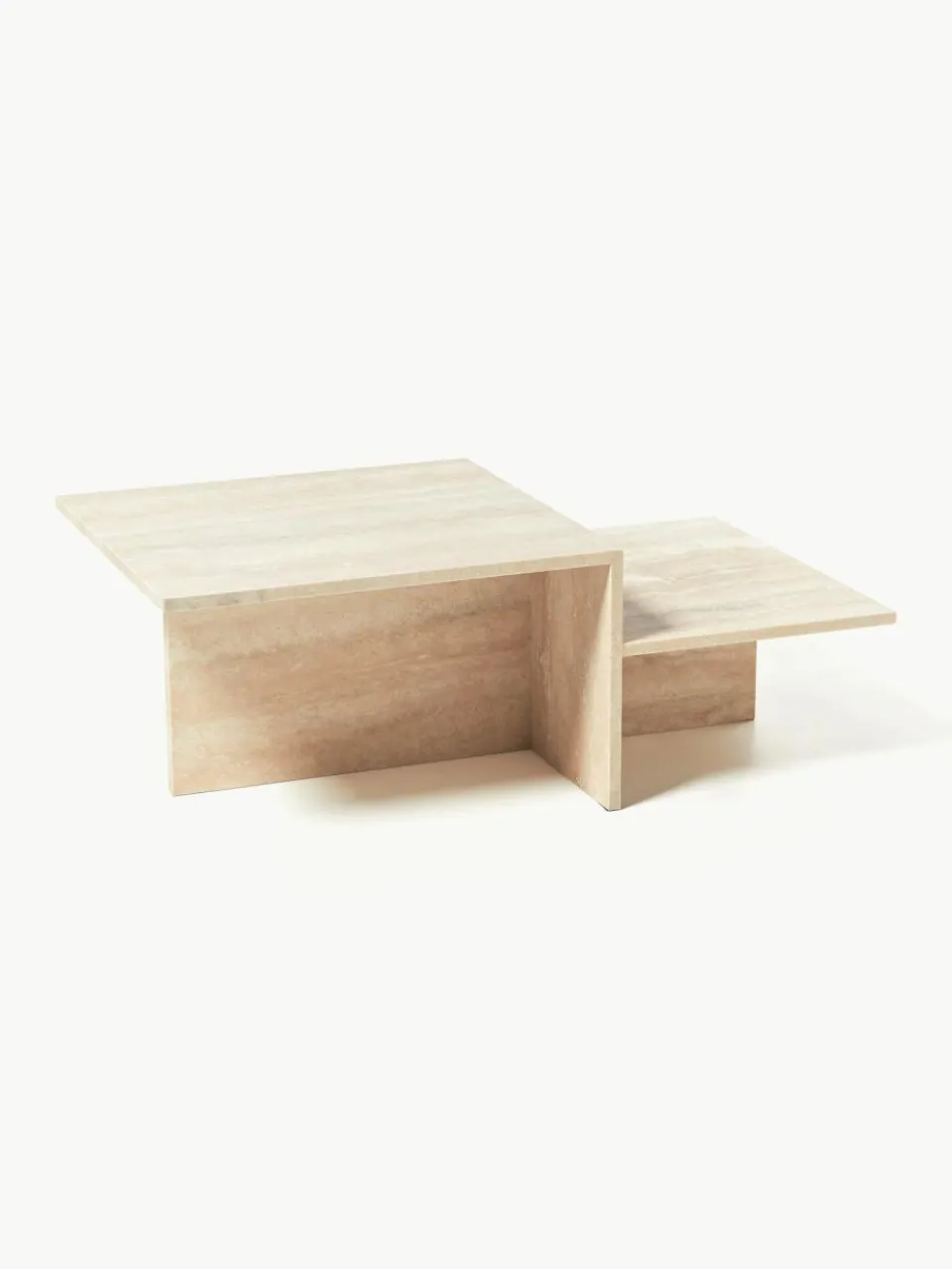 ferm LIVING Travertin-Couchtisch Distinct mit zwei Tischplatten