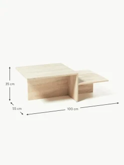 ferm LIVING Travertin-Couchtisch Distinct mit zwei Tischplatten