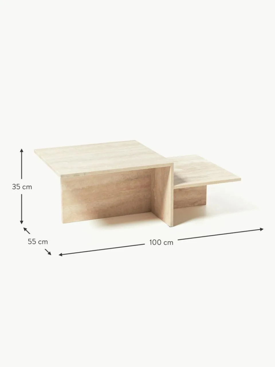 ferm LIVING Travertin-Couchtisch Distinct mit zwei Tischplatten