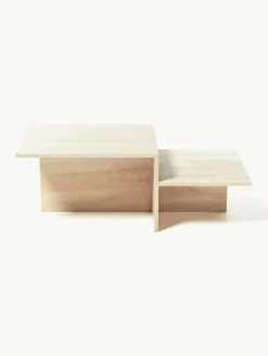 ferm LIVING Travertin-Couchtisch Distinct mit zwei Tischplatten