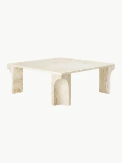 GUBI Travertin-Couchtisch Doric, B 80 cm