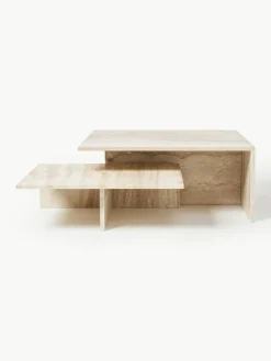 ferm LIVING Travertin-Couchtische Distinct Grande Duo, 2er-Set