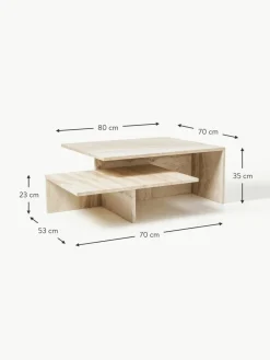 ferm LIVING Travertin-Couchtische Distinct Grande Duo, 2er-Set