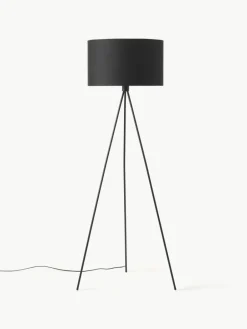 Westwing Collection Tripod Stehlampe Cella mit Stoffschirm