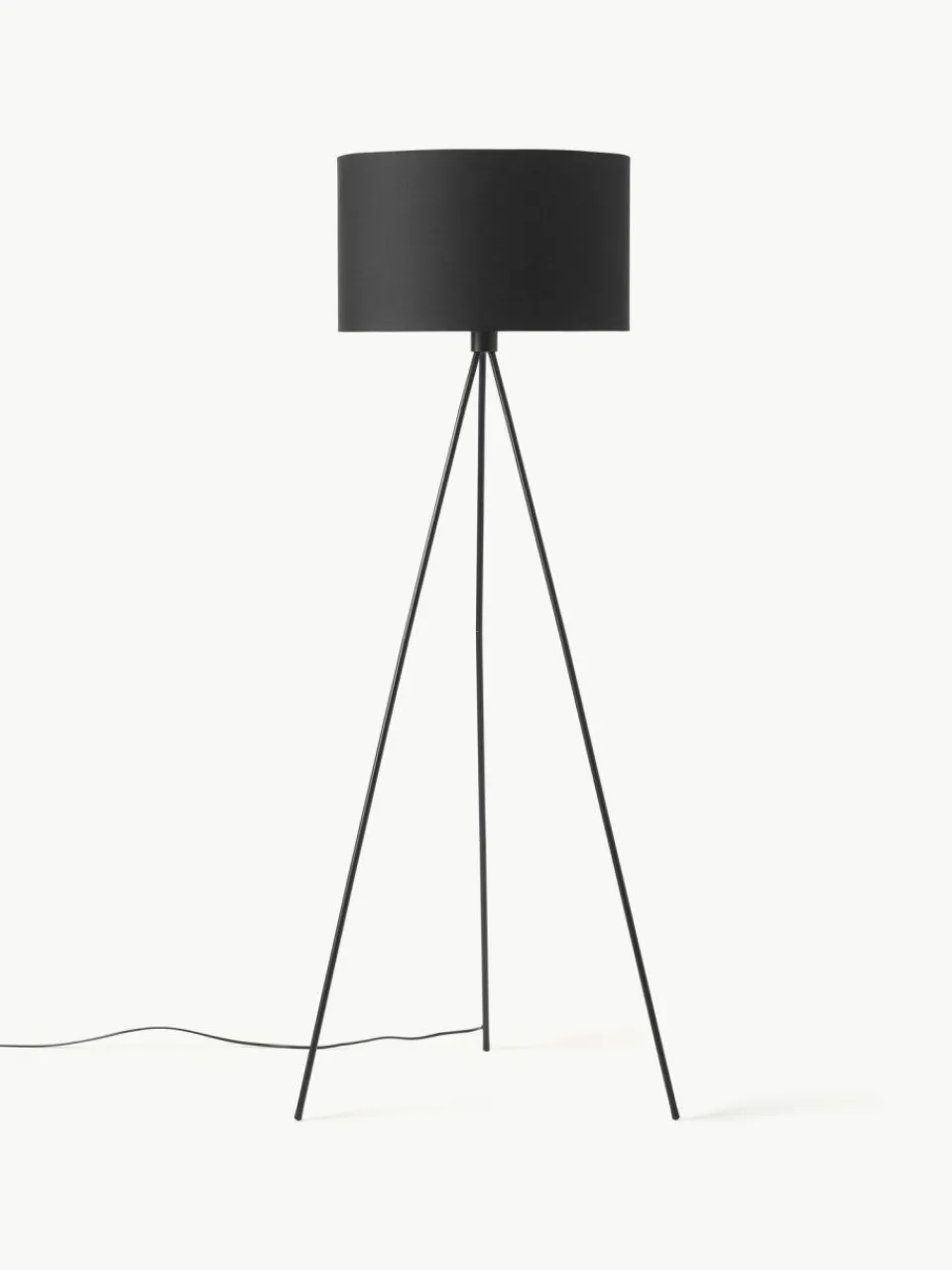 Westwing Collection Tripod Stehlampe Cella mit Stoffschirm