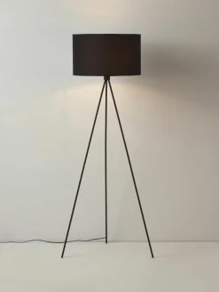 Westwing Collection Tripod Stehlampe Cella mit Stoffschirm