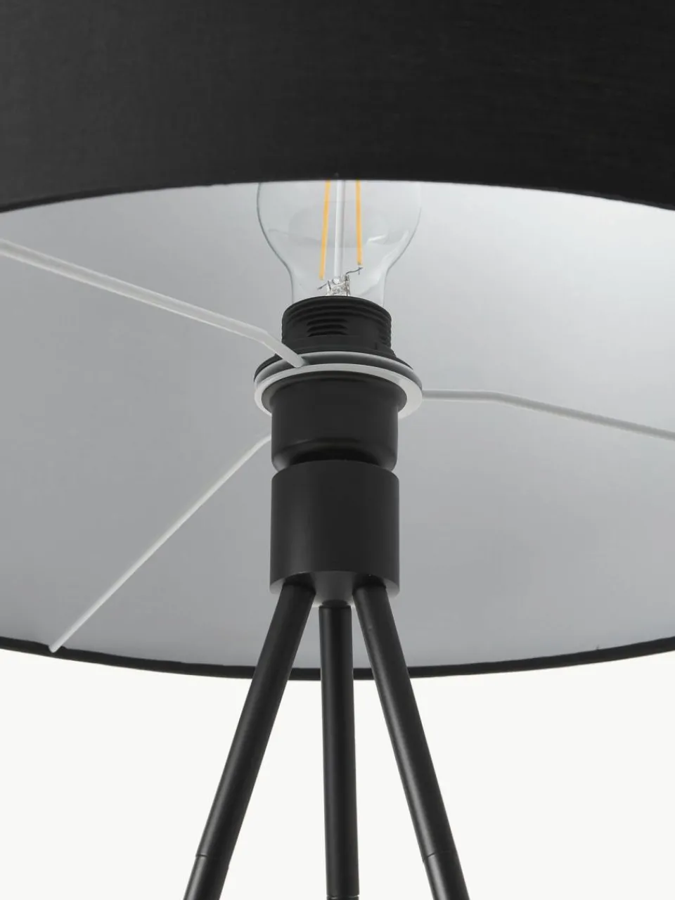 Westwing Collection Tripod Stehlampe Cella mit Stoffschirm