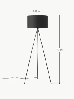 Westwing Collection Tripod Stehlampe Cella mit Stoffschirm