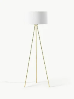 Westwing Collection Tripod Stehlampe Cella mit Stoffschirm