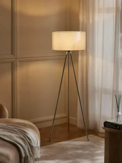 Westwing Collection Tripod Stehlampe Cella mit Stoffschirm