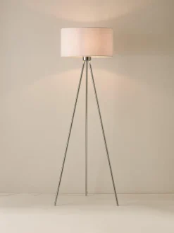 Westwing Collection Tripod Stehlampe Cella mit Stoffschirm