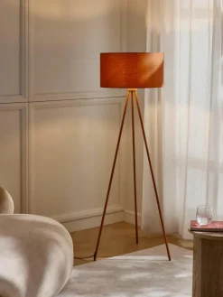 Westwing Collection Tripod Stehlampe Cella mit Stoffschirm