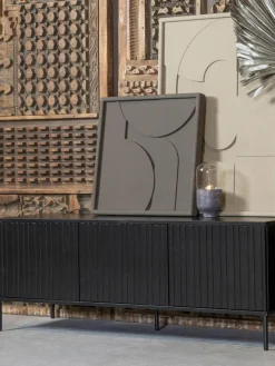 Westwing TV-Lowboard Avourio aus Kiefernholz mit geriffelter Front, 3-türig