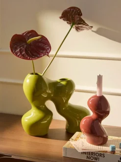 Westwing Collection Vase Madhuri aus Steinzeug, H 25 cm