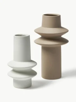 Westwing Collection Vasen Isen aus Steingut, 2er-Set