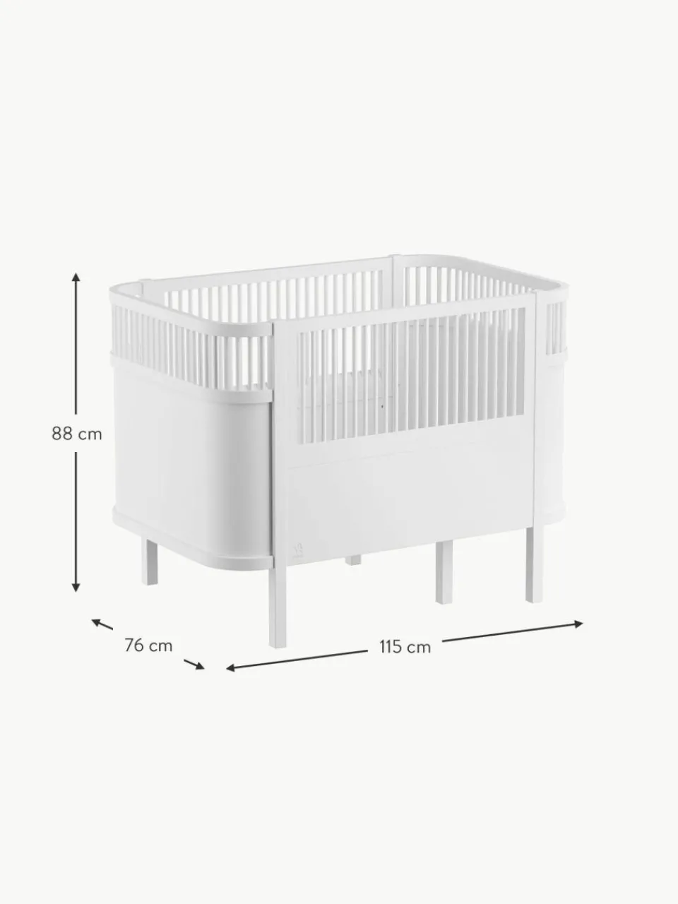 Kinder Sebra Verlängerbares Babybett Baby & Junior aus Birkenholz, 70 x 110/150 cm