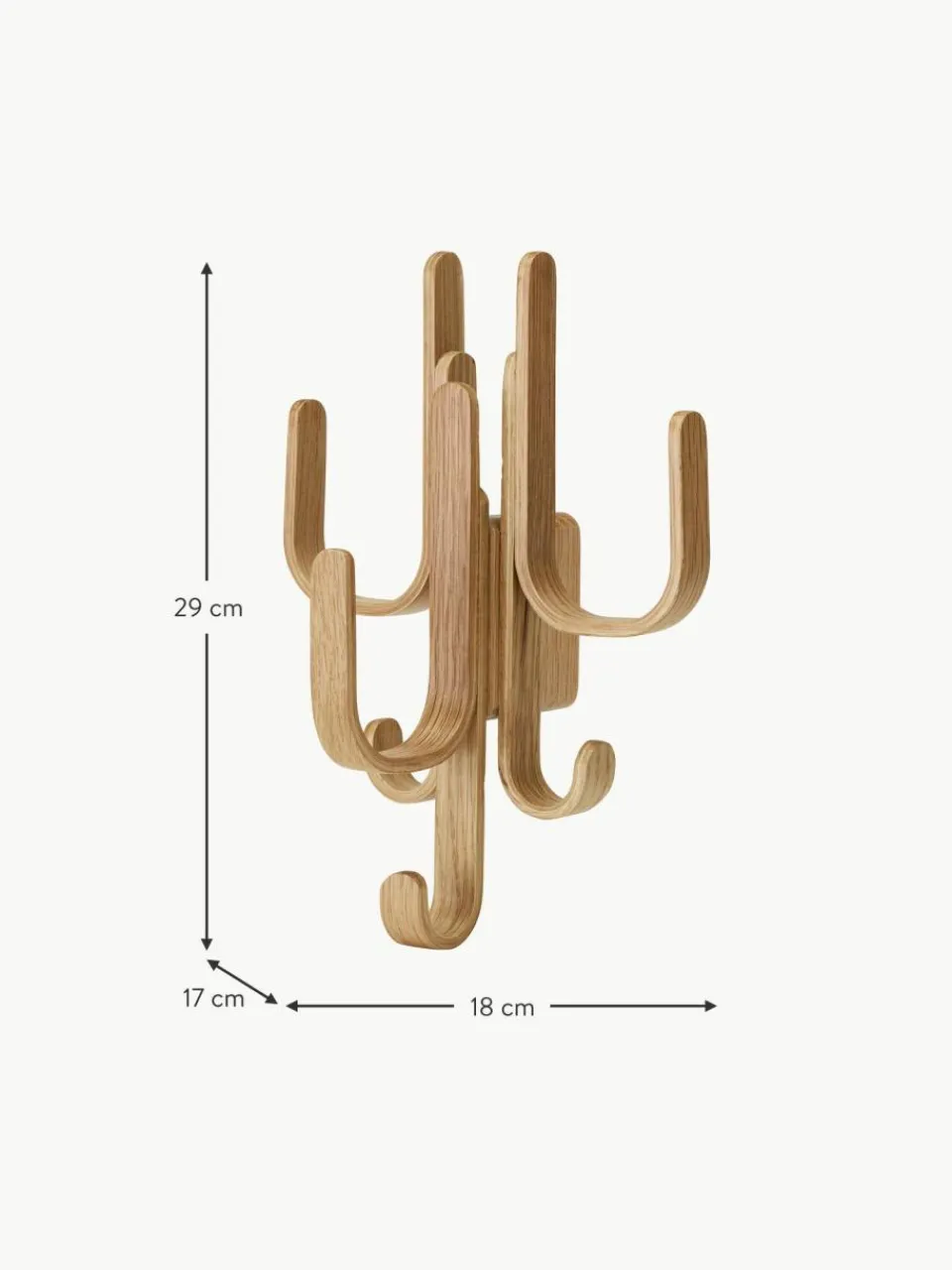 Cooee Design Wandgarderobe Woody aus Eichenholz