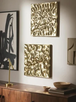 Westwing Collection Wandobjekt Splash mit gehämmerter Oberfläche, 2 Stück