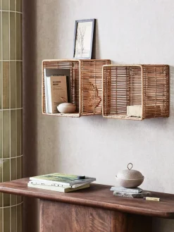 Nordal Wandregale Zeya aus Rattan, 2er-Set