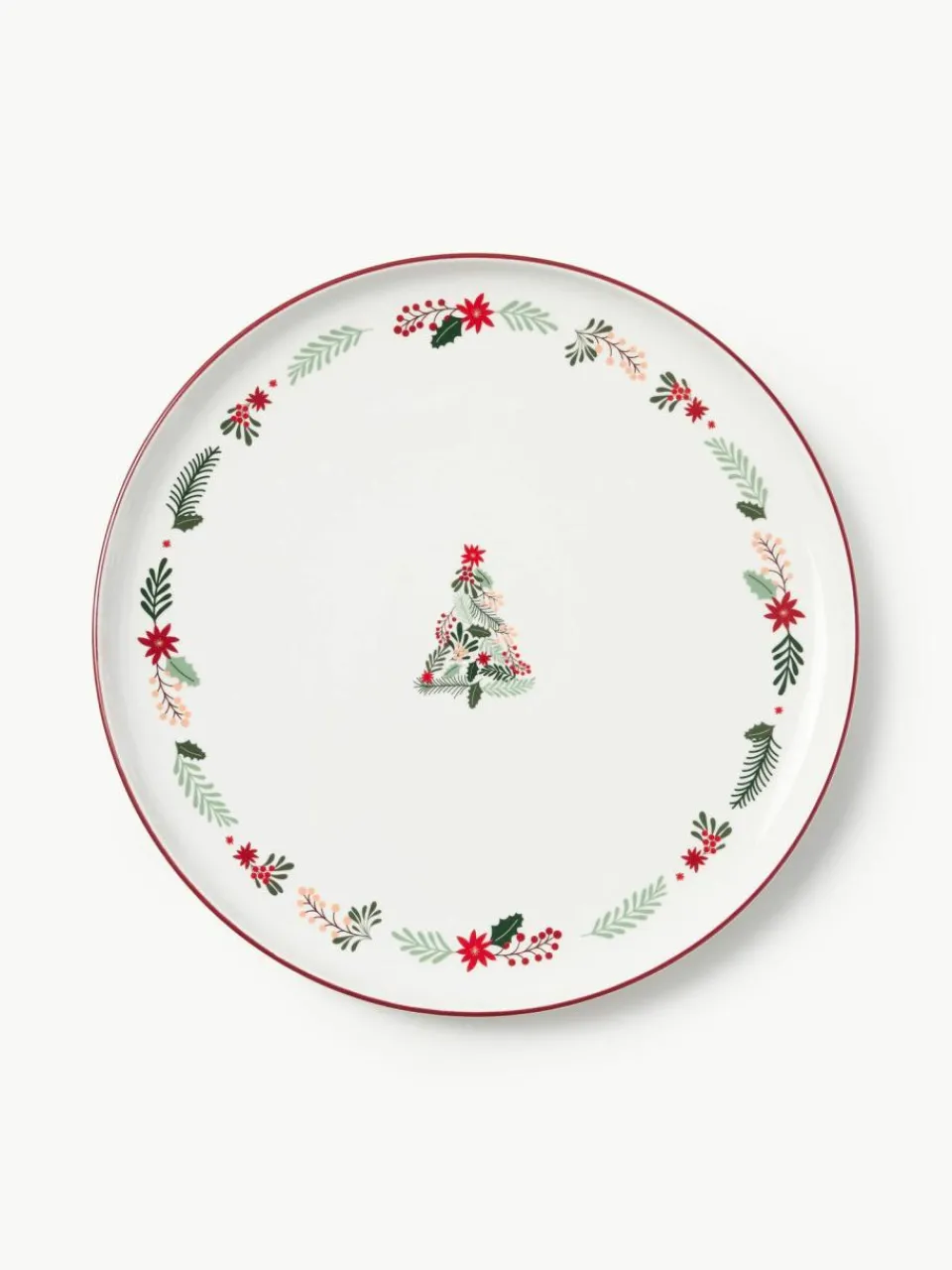 Westwing Collection Weihnachtliche Servierplatte Eve aus Porzellan