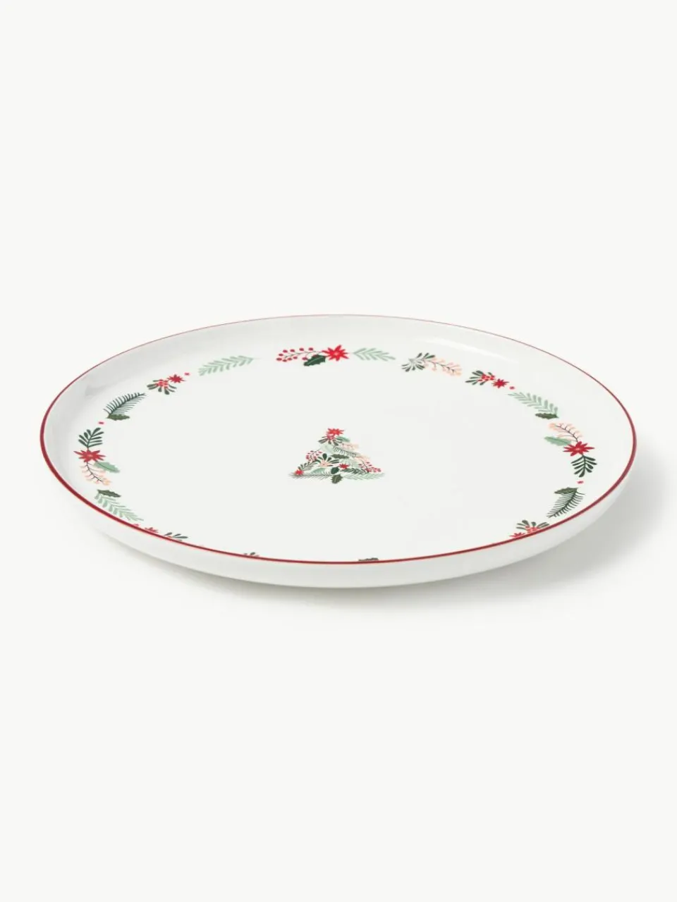 Westwing Collection Weihnachtliche Servierplatte Eve aus Porzellan