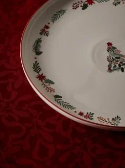 Westwing Collection Weihnachtliche Servierplatte Eve aus Porzellan
