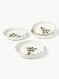 Westwing Collection Weihnachtliches Geschirr-Set Eve aus Porzellan, 4 Personen (12-tlg.)